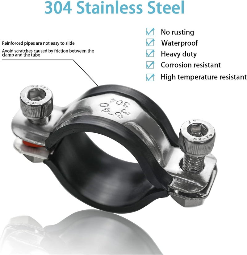 PEROMI 2 Pack Pipe Supports,304 Stainless Steel Wall Mount Ceiling Mount Pipe Bracket Clamp Ring Hanger with Screws for Pipe OD 25-27mm - Image 3